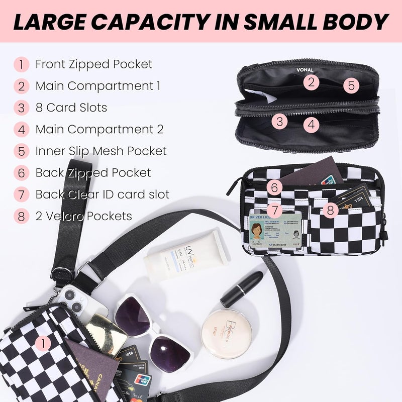 VONAL Store Wristlet Wallets for Women, RFID Wristlet Purse Built in Wallet, Small Nylon Crossbody Bags, Credit Card Holder - Image 4